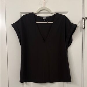 DKNY Black V-Neck Blouse - size medium